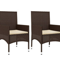 4-tlg. Garten-Lounge-Set mit Kissen Braun Poly Rattan