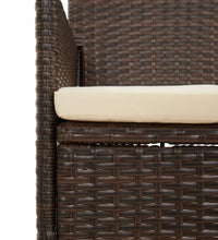 4-tlg. Garten-Lounge-Set mit Kissen Braun Poly Rattan