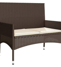 4-tlg. Garten-Lounge-Set mit Kissen Braun Poly Rattan