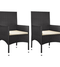 4-tlg. Garten-Lounge-Set mit Kissen Schwarz Poly Rattan