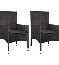 4-tlg. Garten-Lounge-Set mit Kissen Schwarz Poly Rattan