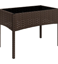 4-tlg. Garten-Lounge-Set mit Kissen Braun Poly Rattan