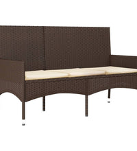 4-tlg. Garten-Lounge-Set mit Kissen Braun Poly Rattan