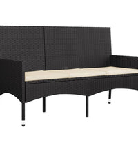 4-tlg. Garten-Lounge-Set mit Kissen Schwarz Poly Rattan