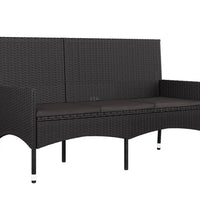 4-tlg. Garten-Lounge-Set mit Kissen Schwarz Poly Rattan