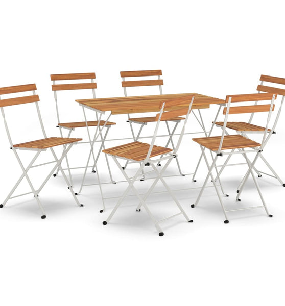 7-tlg. Bistro-Set Klappbar Massivholz Akazie und Stahl
