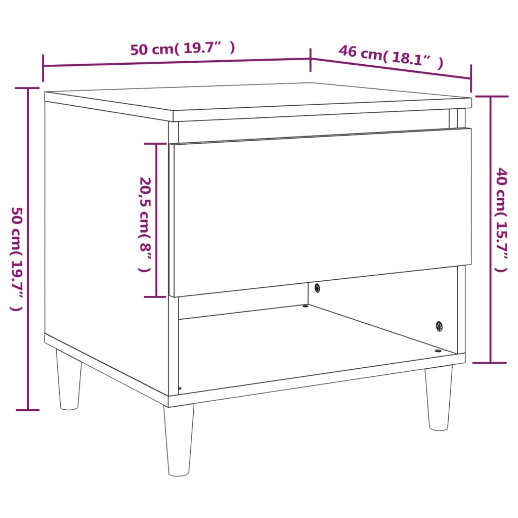 Nachttisch Braun Eichen-Optik 50x46x50 cm Holzwerkstoff