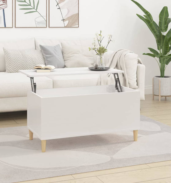 Couchtisch Hochglanz-Weiß 90x44,5x45 cm Holzwerkstoff
