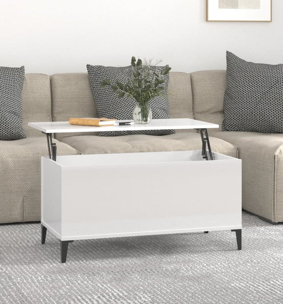 Couchtisch Hochglanz-Weiß 90x44,5x45 cm Holzwerkstoff