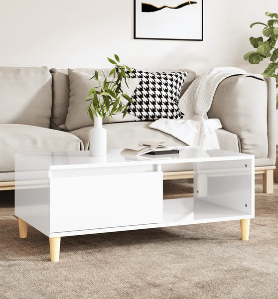 Couchtisch Hochglanz-Weiß 90x50x36,5 cm Holzwerkstoff