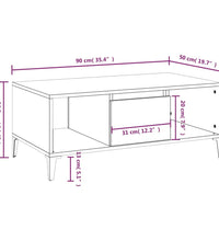 Couchtisch Weiß 90x50x36,5 cm Holzwerkstoff