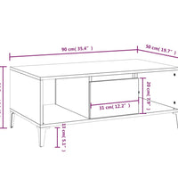 Couchtisch Grau Sonoma 90x50x36,5 cm Holzwerkstoff