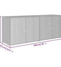 Gartenschrank Grau 198x55,5x80 cm Poly Rattan