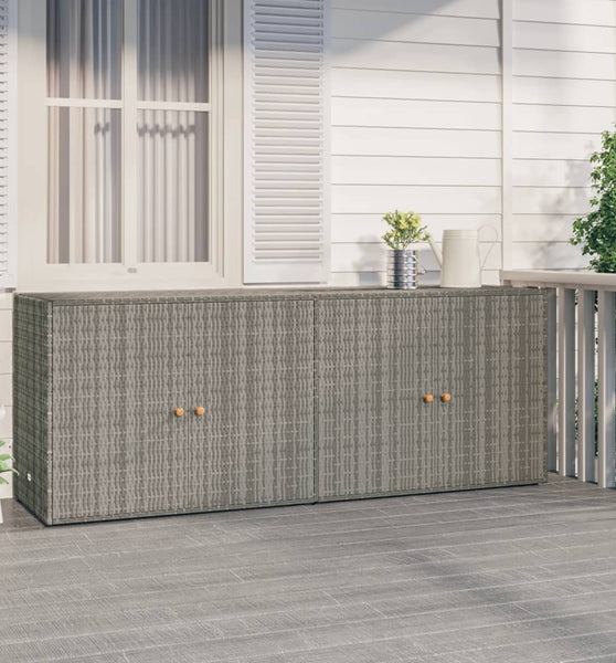 Gartenschrank Grau 198x55,5x80 cm Poly Rattan