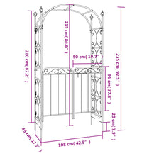 Gartenbogen mit Tor Schwarz 108x45x235 cm Stahl