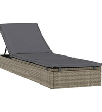 Sonnenliege 1 Stk. mit Auflage Grau 201x55x62 cm Poly Rattan