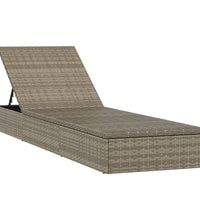 Sonnenliege 1 Stk. mit Auflage Grau 201x55x62 cm Poly Rattan