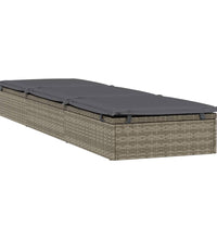 Sonnenliege 1 Stk. mit Auflage Grau 201x55x62 cm Poly Rattan