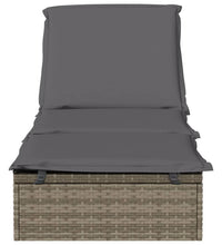 Sonnenliege 1 Stk. mit Auflage Grau 201x55x62 cm Poly Rattan