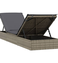 Sonnenliege 1 Stk. mit Auflage Grau 201x55x62 cm Poly Rattan