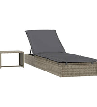 Sonnenliege 1 Stk. mit Tisch Grau Poly Rattan