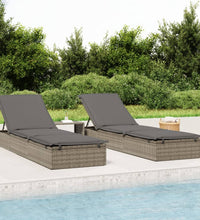 Sonnenliege 1 Stk. mit Tisch Grau Poly Rattan