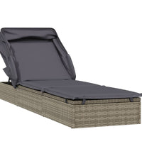 Sonnenliege mit Faltdach Grau 213x63x97 cm Poly Rattan