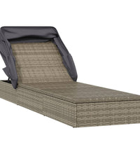 Sonnenliege mit Faltdach Grau 213x63x97 cm Poly Rattan