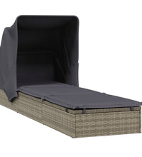 Sonnenliege mit Faltdach Grau 213x63x97 cm Poly Rattan