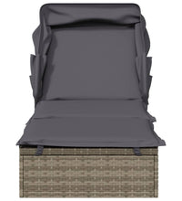 Sonnenliege mit Faltdach Grau 213x63x97 cm Poly Rattan