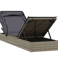 Sonnenliege mit Faltdach Grau 213x63x97 cm Poly Rattan