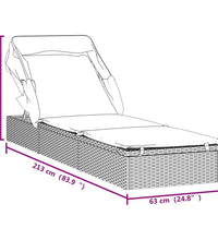 Sonnenliege mit Faltdach Grau 213x63x97 cm Poly Rattan