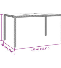 Gartentisch mit Glasplatte Beige Poly Rattan & Hartglas