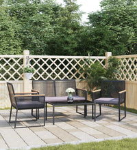 4-tlg. Garten-Lounge-Set mit Kissen Schwarz Stahl