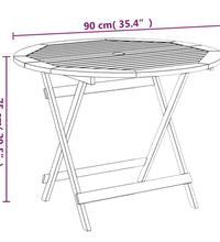 Klappbarer Gartentisch Ø 90x75 cm Massivholz Akazie