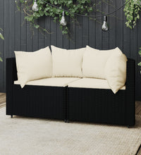 Garten-Ecksofas mit Kissen 2 Stk. Schwarz Poly Rattan