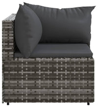 Garten-Ecksofas mit Kissen 2 Stk. Grau Poly Rattan