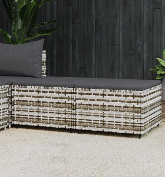 Gartenhocker mit Kissen 2 Stk. Grau Poly Rattan