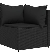 Garten-Ecksofas mit Kissen 2 Stk. Schwarz Poly Rattan