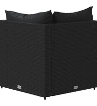 Garten-Ecksofas mit Kissen 2 Stk. Schwarz Poly Rattan