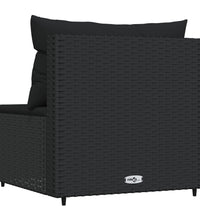 Garten-Mittelsofa mit Kissen Schwarz Poly Rattan