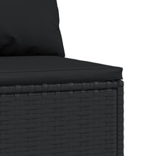 Garten-Mittelsofa mit Kissen Schwarz Poly Rattan