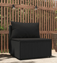 Garten-Mittelsofa mit Kissen Schwarz Poly Rattan