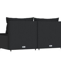 Garten-Mittelsofas mit Kissen 2 Stk. Schwarz Poly Rattan