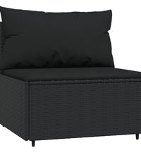 Garten-Mittelsofas mit Kissen 2 Stk. Schwarz Poly Rattan