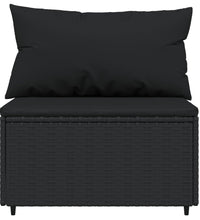 Garten-Mittelsofas mit Kissen 2 Stk. Schwarz Poly Rattan