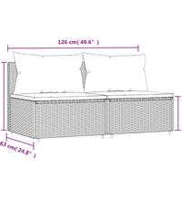 Garten-Mittelsofas mit Kissen 2 Stk. Schwarz Poly Rattan