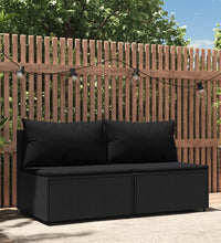 Garten-Mittelsofas mit Kissen 2 Stk. Schwarz Poly Rattan