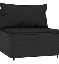 3-tlg. Garten-Lounge-Set mit Kissen Schwarz Poly Rattan