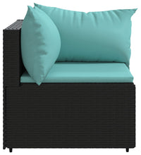 Garten-Ecksofa mit Kissen Schwarz Poly Rattan